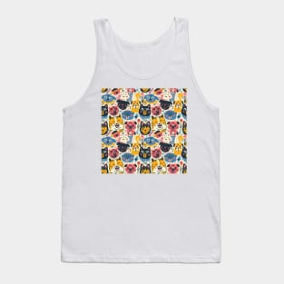 Eclectic Happy Pets and Nature Pattern Tank Top